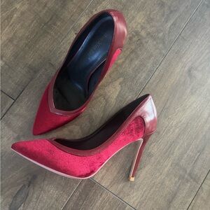 Burgundy Velvet Heels